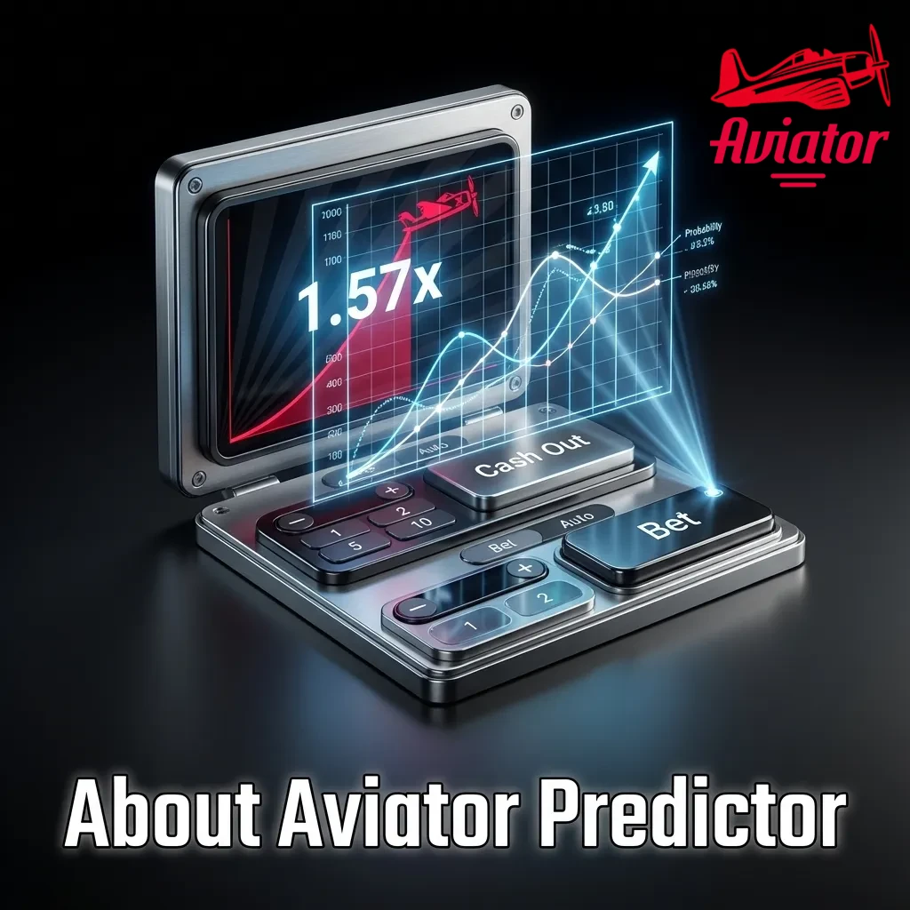 Illustration of an Aviator Predictor app dashboard estimating crash game multipliers with risk signals on a smartphone screen