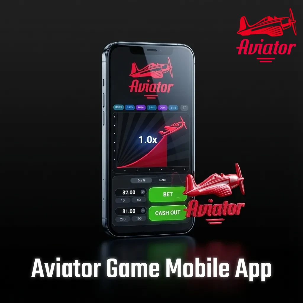 Illustration of Aviator crash game on a smartphone, showing plane, bet controls, and INR balance on a dark casino interface