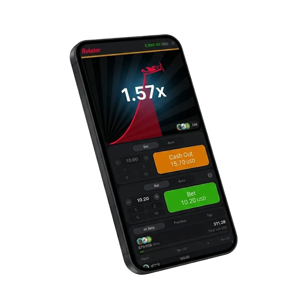 Smartphone showing Aviator game app interface with rupee bonus offer and UPI payment icons for Indian players