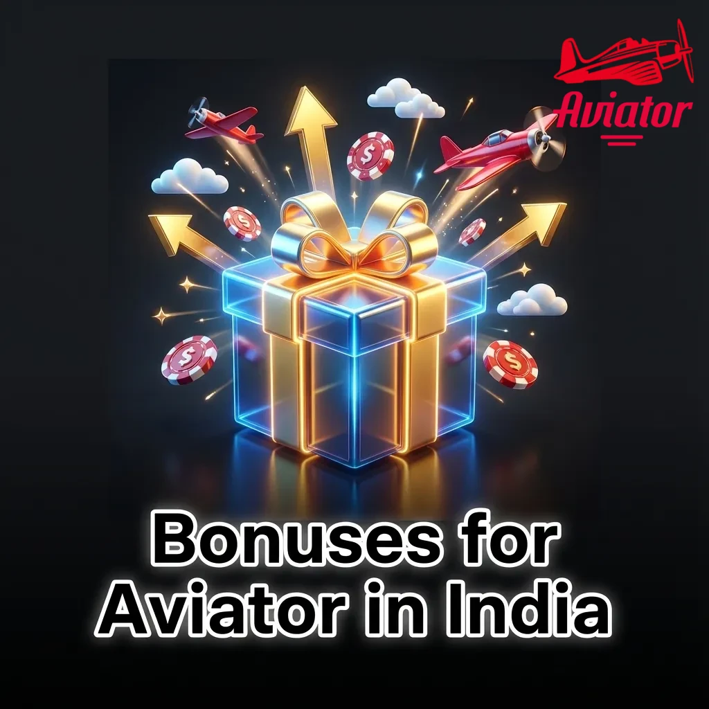 Illustration of Aviator casino game bonuses in India, showing welcome match offers, reloads, cashback, and tournament rewards