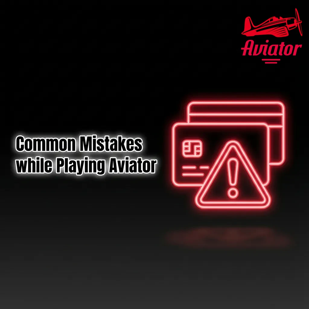 Illustration of Aviator game screen with warning icons highlighting common betting and bankroll mistakes