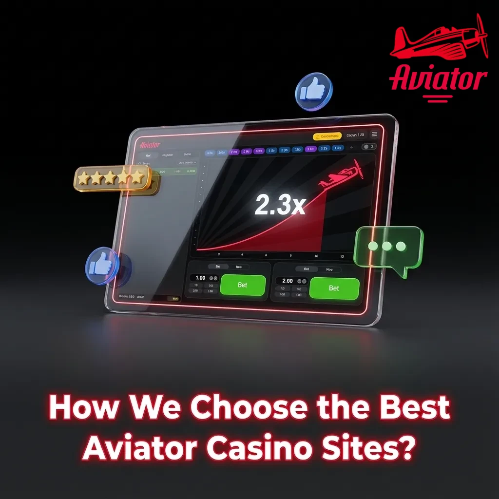Illustrated checklist showing how experts rate Aviator casino sites for safety, fairness, payments, bonuses, and support.