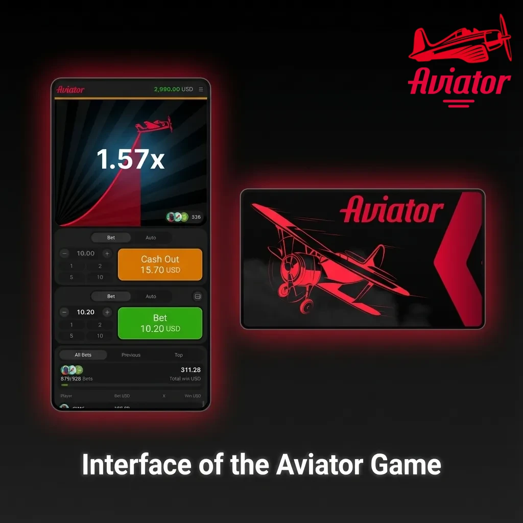 Simple Aviator game interface with central rising multiplier, bottom bet panel, and side panel showing players’ results and chat