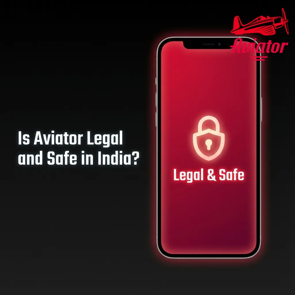 Illustration of Aviator game in India with licence badge, SSL lock, RNG seal, and secure offshore casino icons
