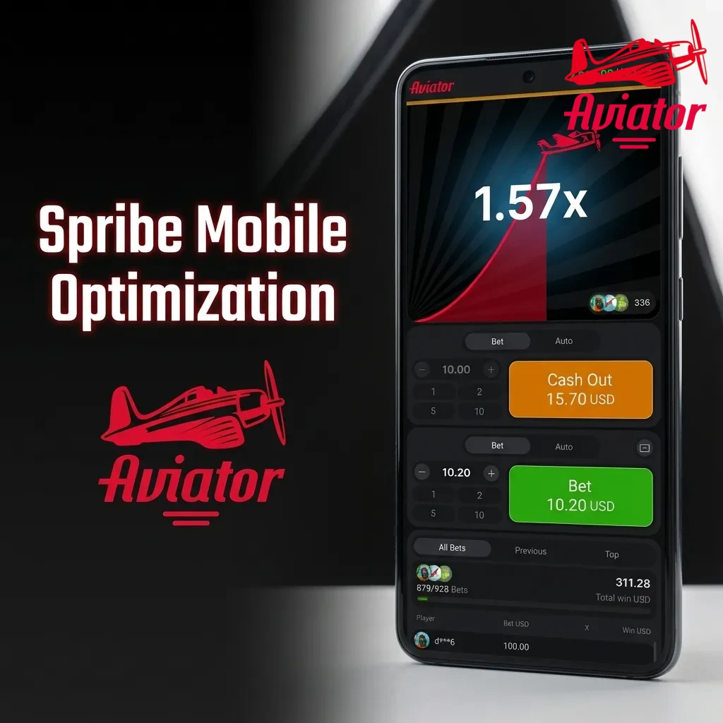 Smartphone screen showing Spribe Aviator game in HTML5, with large spaced controls optimized for mobile play