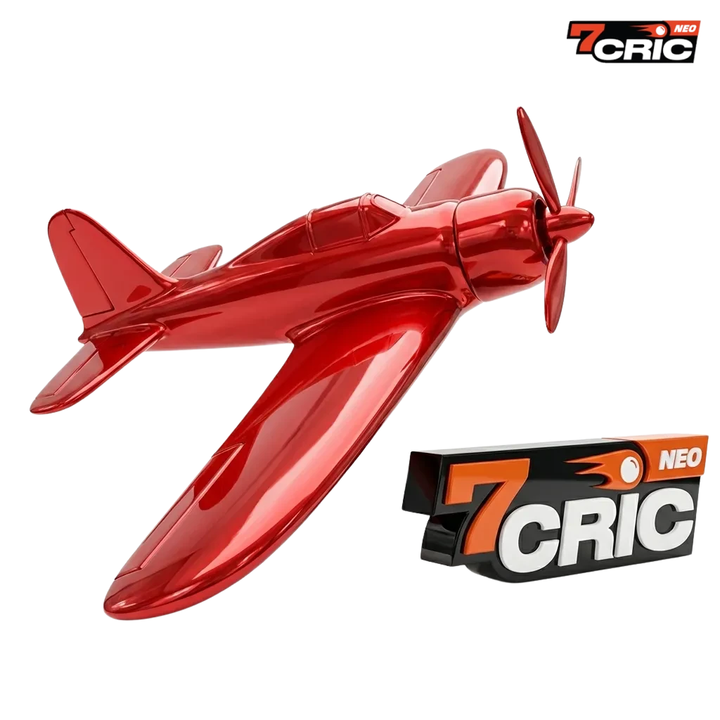 Screenshot of 7cric Aviator crash game with rising plane multiplier, rupee balance, and play for real money prompt