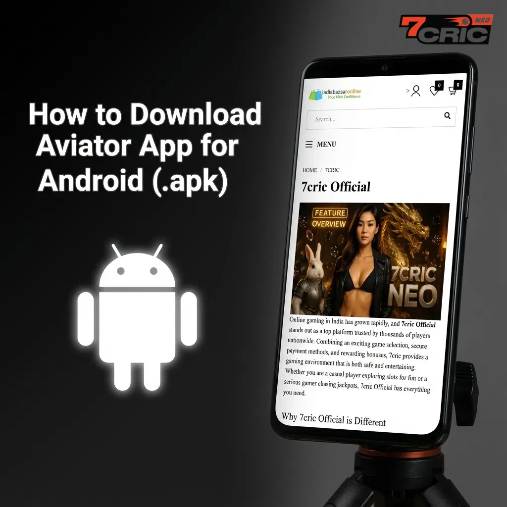 Illustrated steps showing how to download, install, and start playing the Aviator 7cric Android app via .apk file