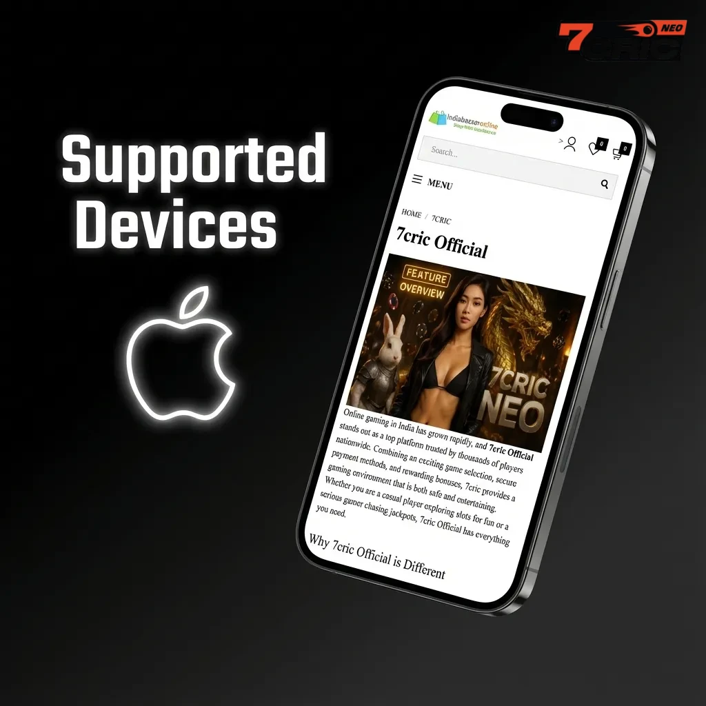 Graphic listing supported Apple devices for Aviator 7cric PWA, including iPhone XS–15 and recent iPad models