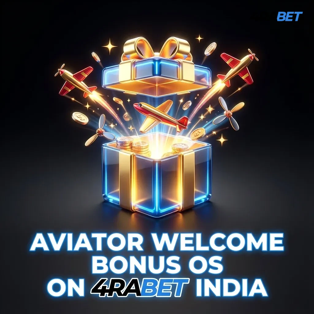 Aviator game promo banner on 4rabet India showing 200% casino welcome bonus up to ₹20,000 for new players