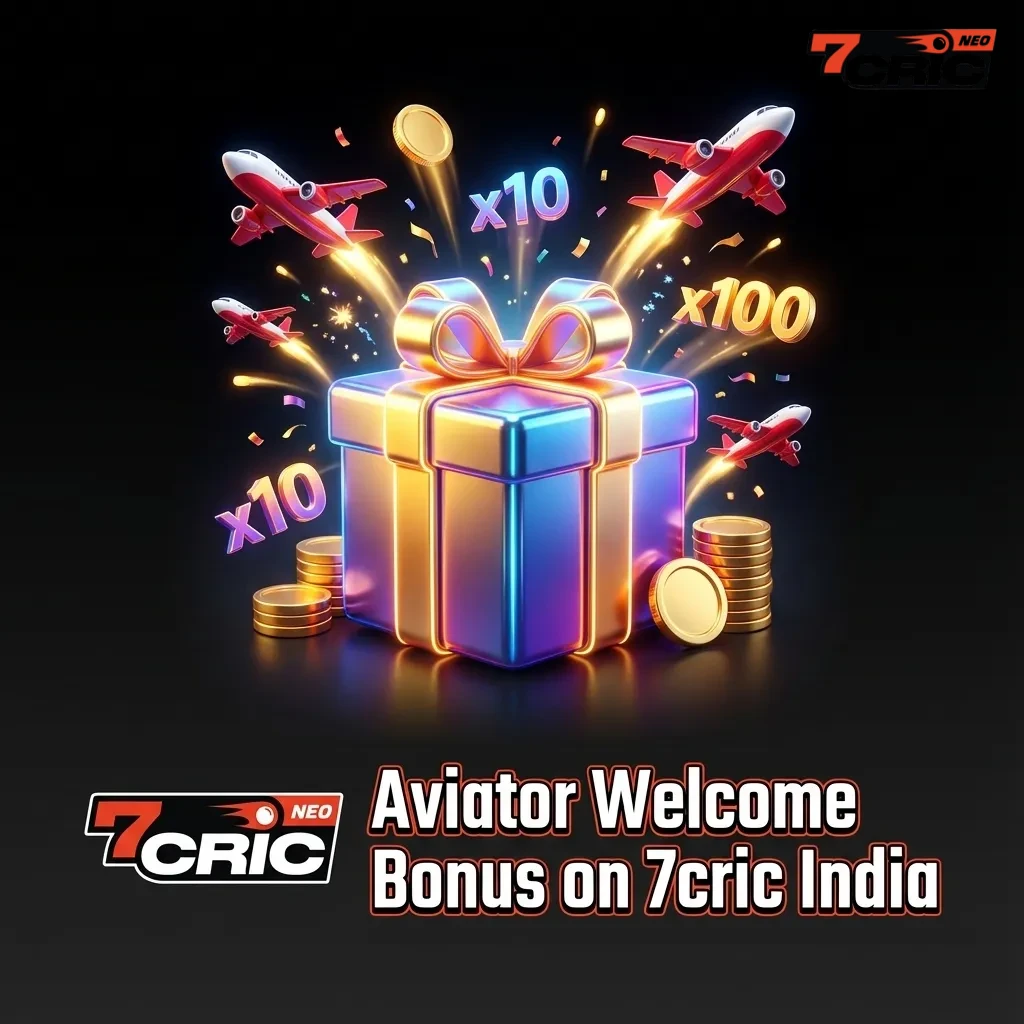 Aviator Welcome Bonus on 7cric India, showing steps to claim a multi-stage casino offer for new Indian players