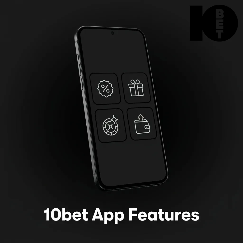 10bet mobile app interface showing live betting, casino games, deposits, withdrawals, and account management features