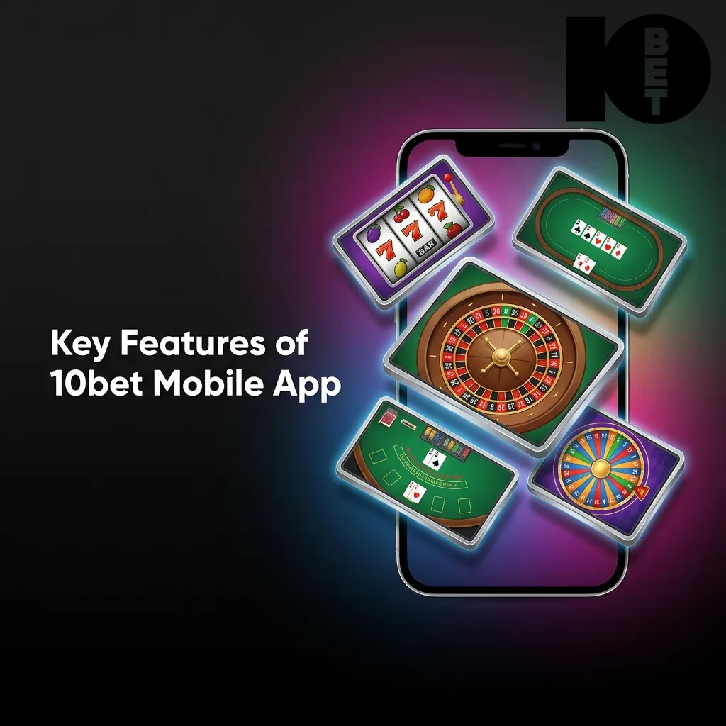 10bet mobile app interface showing sports betting, casino games, live chat support, and welcome bonus features for Oman players