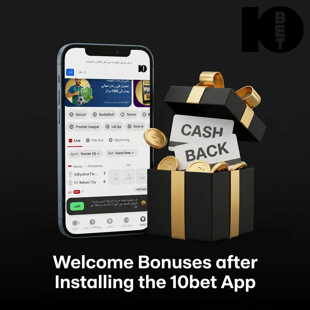 10bet app welcome bonuses including 100% sports match up to $2000, casino bonus, and free spins overview