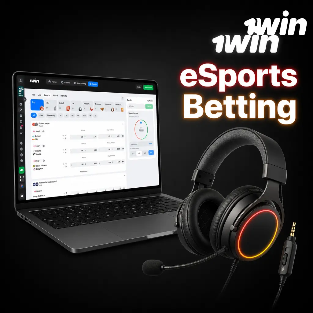 1win eSports betting section showing cybersports markets for international tournaments and competitive gaming leagues with live odds