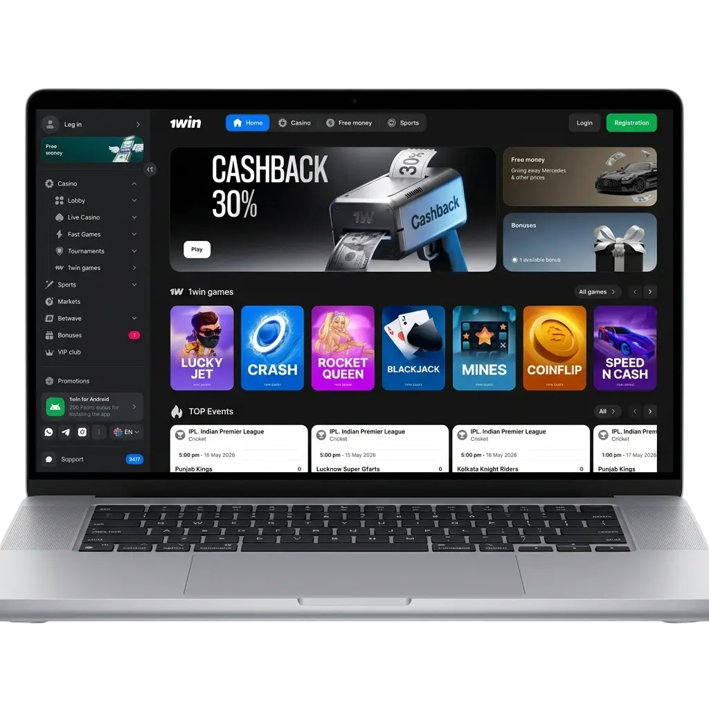 1win India official website featuring sports betting, online casino games, UPI payments, and welcome bonus up to 170%