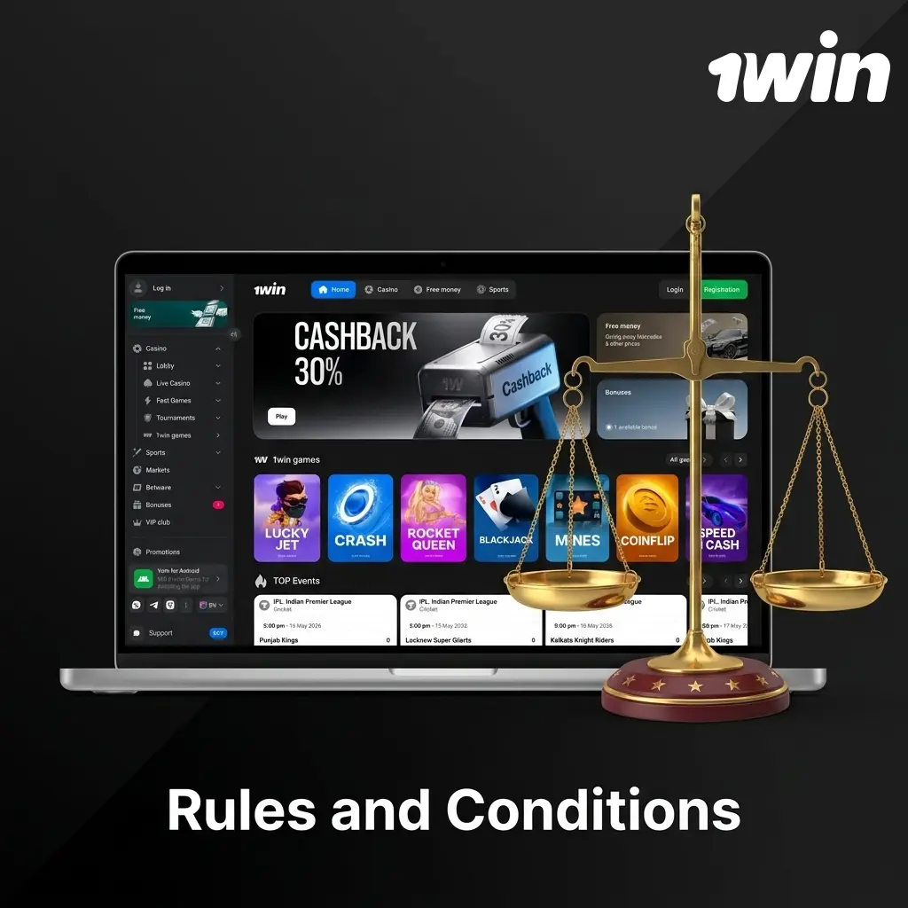 1win rules and conditions for Indian players covering age limits, account rules, bonuses, withdrawals, and prohibited activities