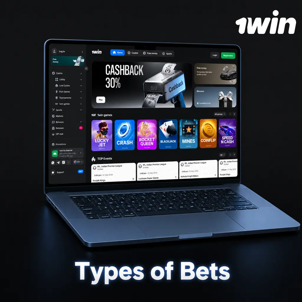 1win bet types explained: single, express accumulator, and system bets with multiplying odds and bonus options