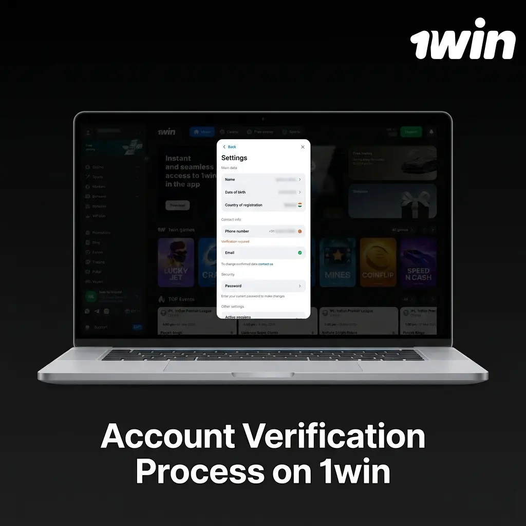 1win account verification KYC process showing steps to upload ID and proof of address for withdrawal approval