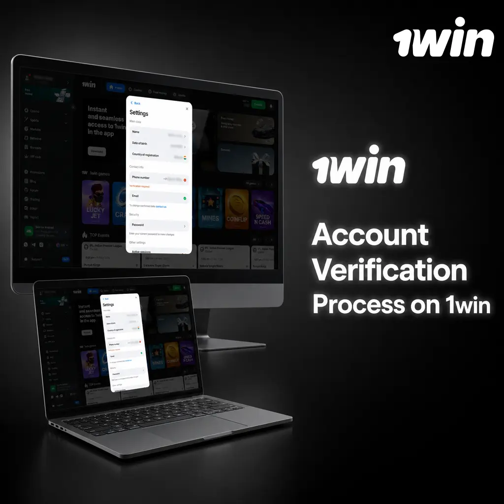 1win KYC account verification process showing steps to upload ID and proof of address for withdrawal approval