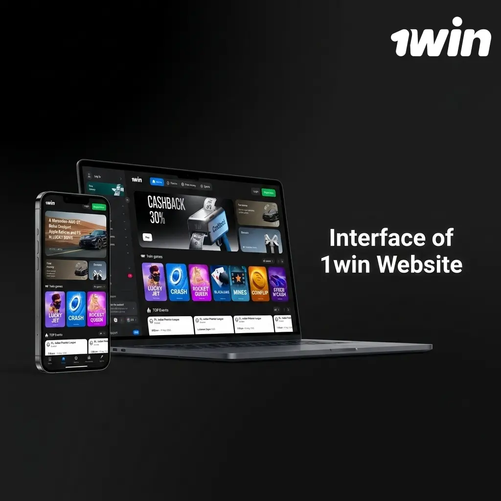 1win website dark-themed interface showing top navigation bar with Sports, Casino, Live Betting, and Promo links for Indian players