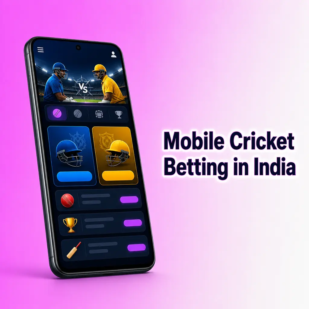 Android smartphone displaying cricket betting app interface for Indian users.