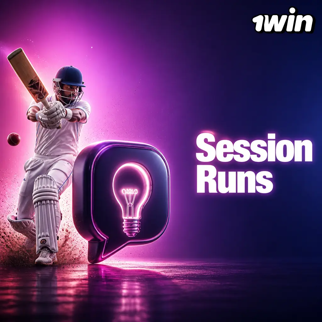 Cricket session runs betting with 1win over-under lines.
