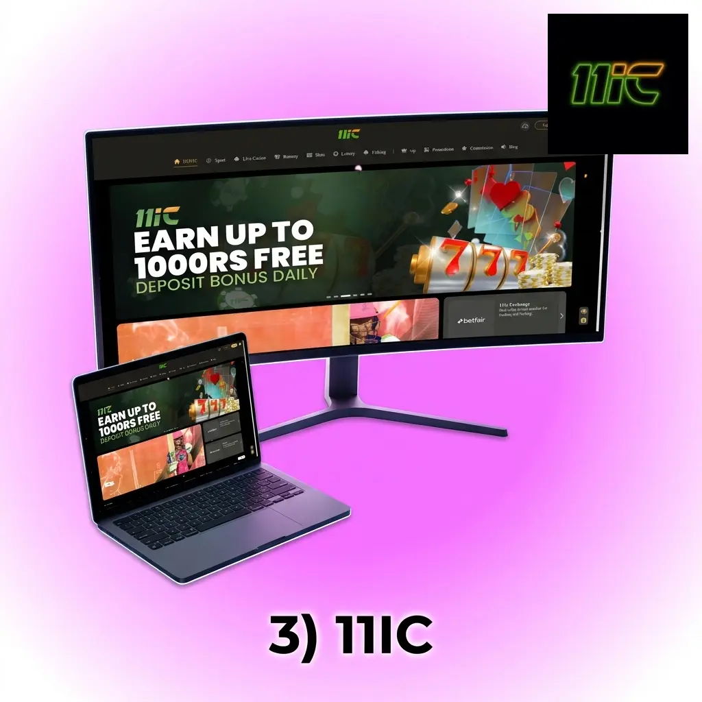 11IC cricket betting platform India showing BHIM UPI deposit options, domestic tournament coverage, and 200 INR no-deposit bonus